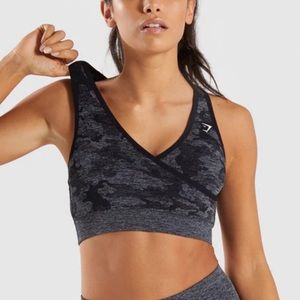 Gymshark Camo Seamless Black Sports Bra.
